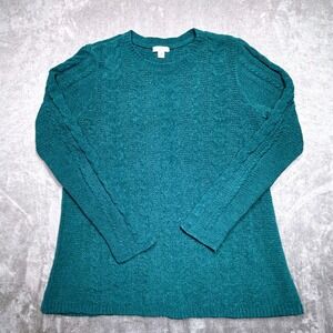 J. Jill Sweater Womens XS Green Cable Knit Chenille Crew Neck Sweater St Patrick